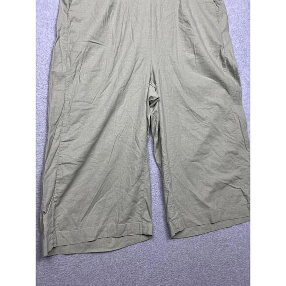 Torrid Pull On Linen Crop Wide Leg Pants Womens Plus 2/ 2X Green Elastic Waist - Picture 4 of 14